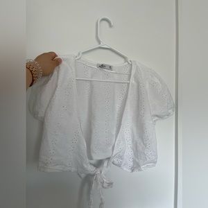 Hollister eyelet tie front top